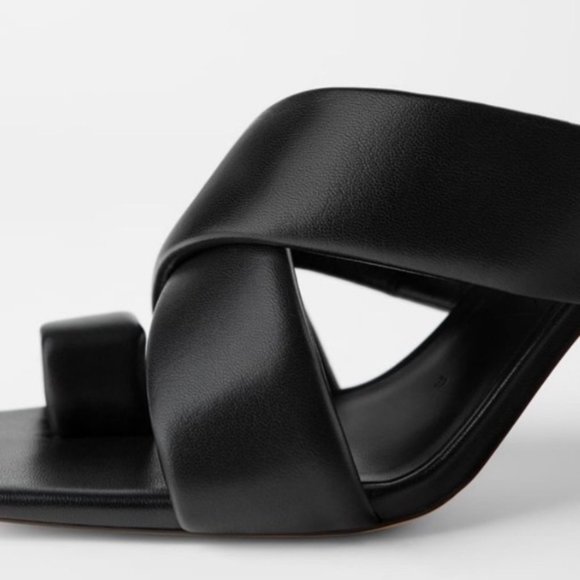 Zara Padded Heeled Leather Sandals NWT - Picture 7 of 15